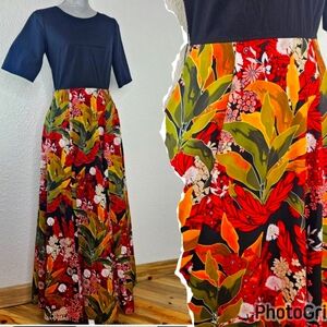 eShakti Tropical Print Floral Maxi Dress